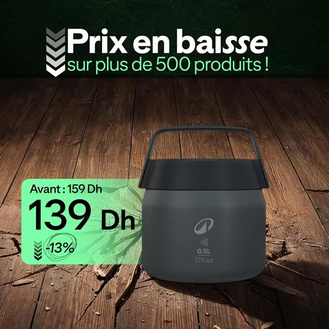 Boite alimentaire 900 isotherme acier inox 0,5L pour le camping, randonnée/trek