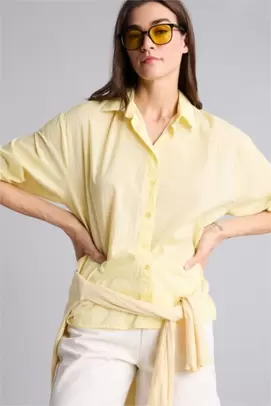 Chemise oversize rayée en voile à manches longues