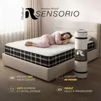 RICHBOND Matelas Roulé R Sensorio 160x200 En Mousse ABS Haute Densité - Confort Mi-Ferme - Certifié Anti-Allergique - Garantie 6 ans