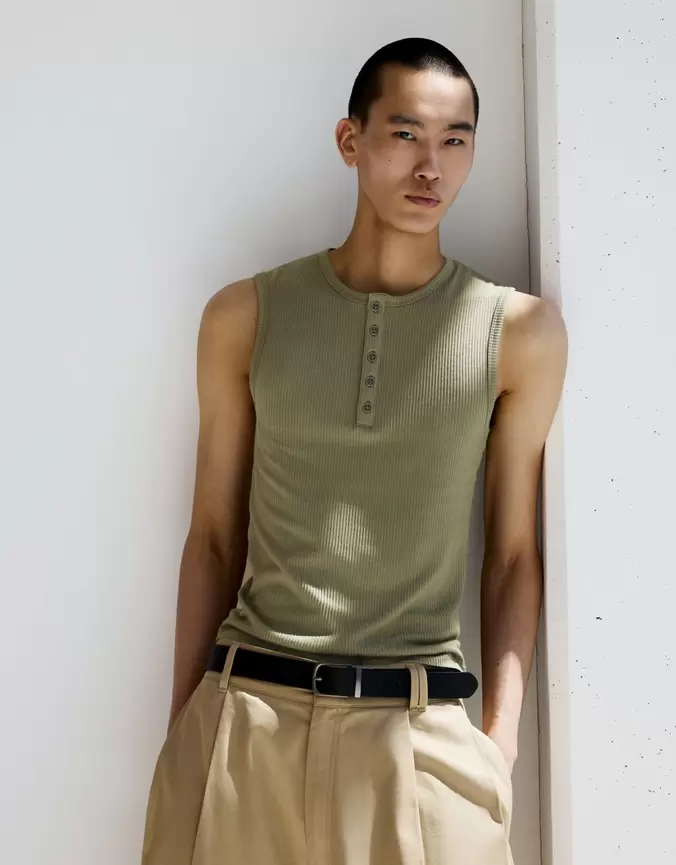 T-shirt workwear col tunisien slim