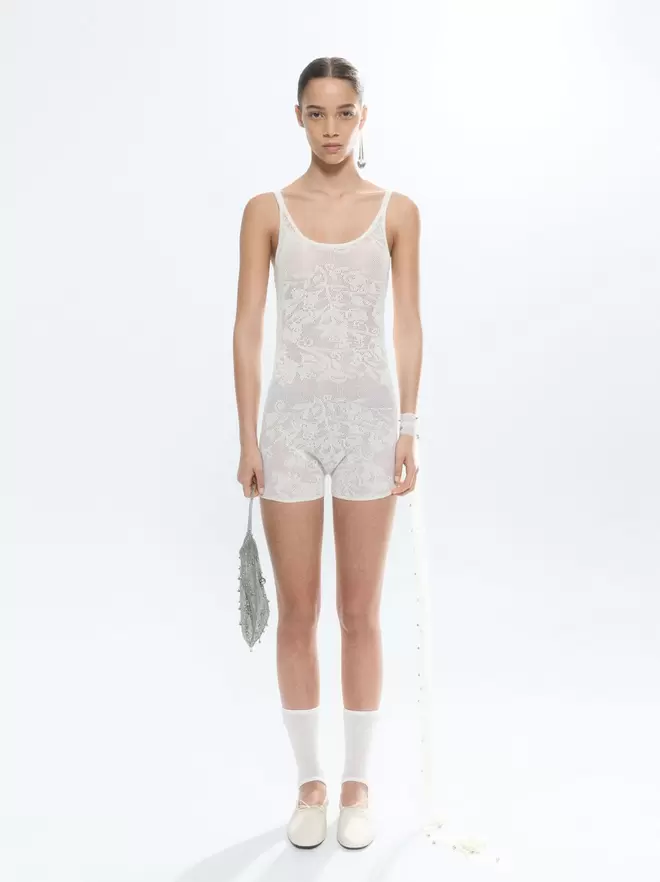 Combinaison en maille jacquard floral