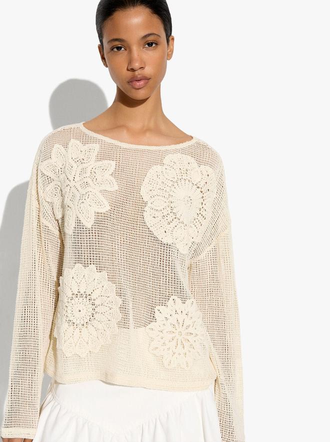 Pull en maille pointelle 100% coton