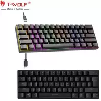 Twolf Clavier mecanique 60 Clavier mechanique Gamer USB Type C, 63 touches, RGB