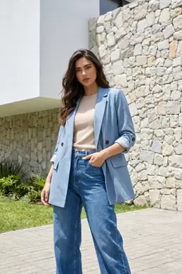 VESTE À MANCHES RETROUSSÉES AVEC RAYURES