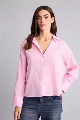 Chemise oversize en voile rayé à manches longues