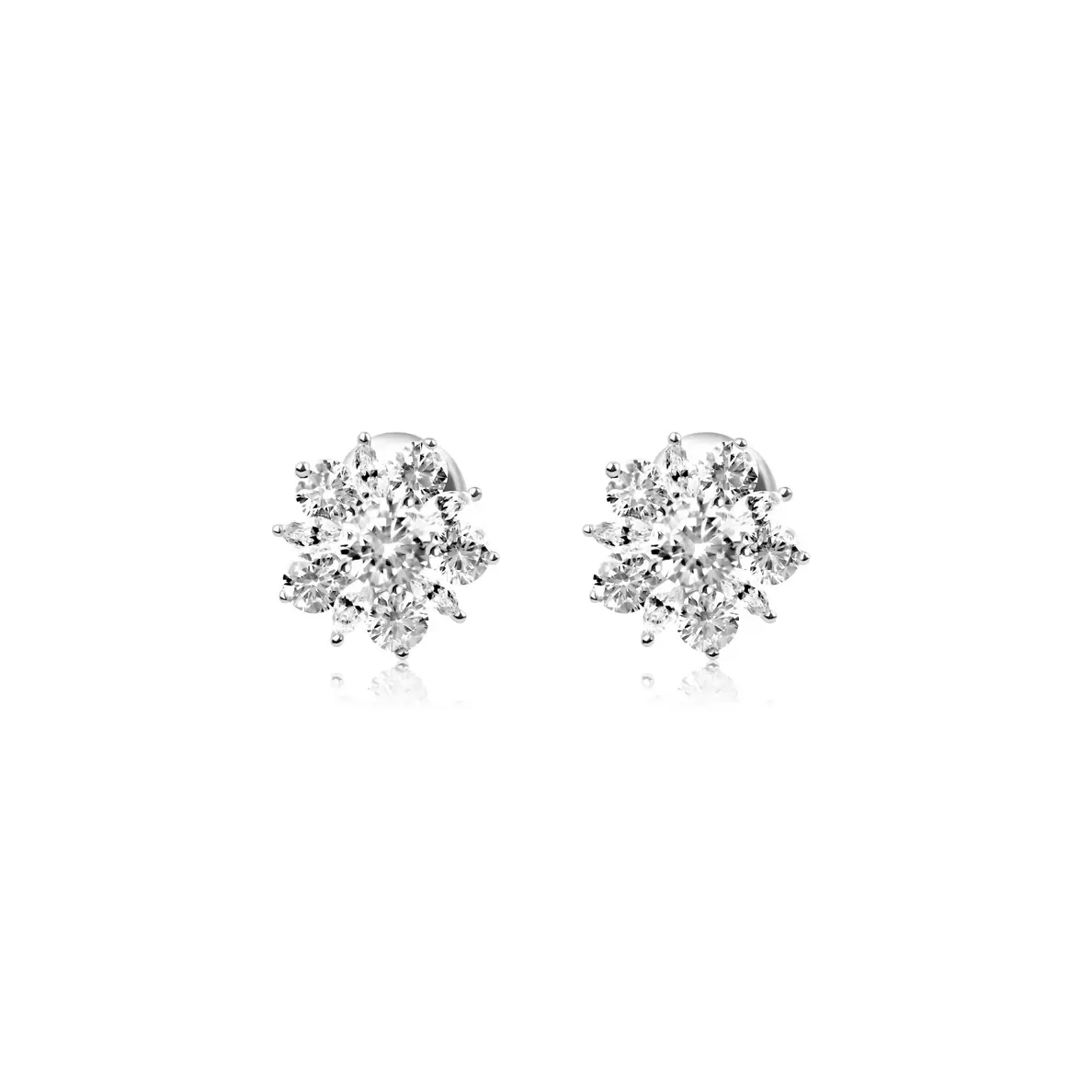 Puces d'oreilles marguerite Excellence Argent 925 Rh