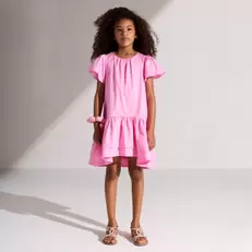 Robe à volants rose fille