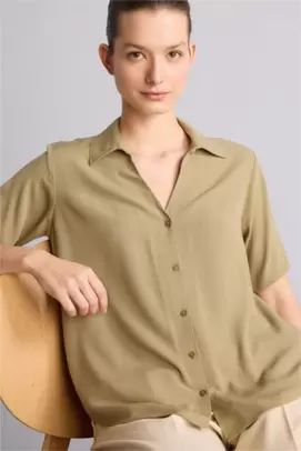 Chemise en viscose froissée à manches courtes Coupe régulière