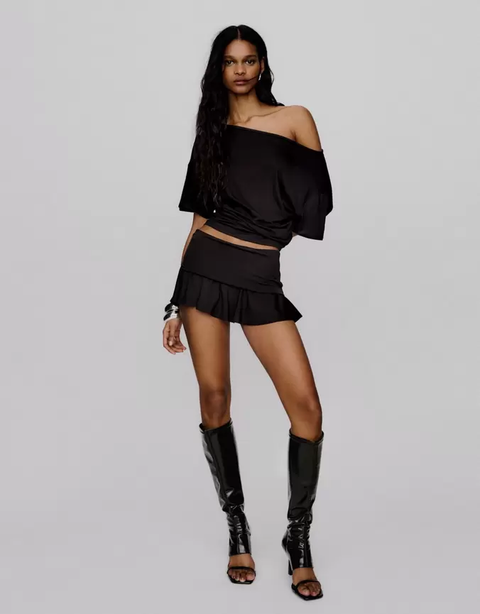 Mini-jupe double taille volante