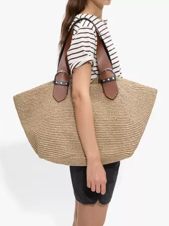 Sac shopper effet paille avec pochette amovible