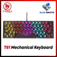 Twolf Clavier Gaming Mécanique T61 Format 60 % – 63 Touches – lumineuse Rétroéclairage RGB – Blue Switch anti-ghosting Connexion USB Filaire