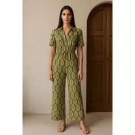 Marwa Combinaison Imprimée - Green Leaves