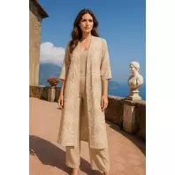 Marwa Kimono À Imprimé En Relief - Beige Palm Puff