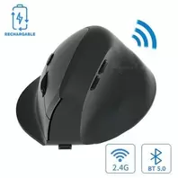 Souris verticale sans fil Triple connexion 2 modes Bluetooth + clé 2.4GHz Rechargeable DPI Réglable optique sans fil 5 boutons pour ordinateur portable PC, Mac...