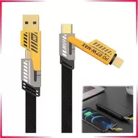 Câbles de charge rapide 4 en 1,65W,transfert de données,Câble Multi USB ,Câble de Chargement Nylon avec Type C Lightning pour iPhone Samsung MacBook