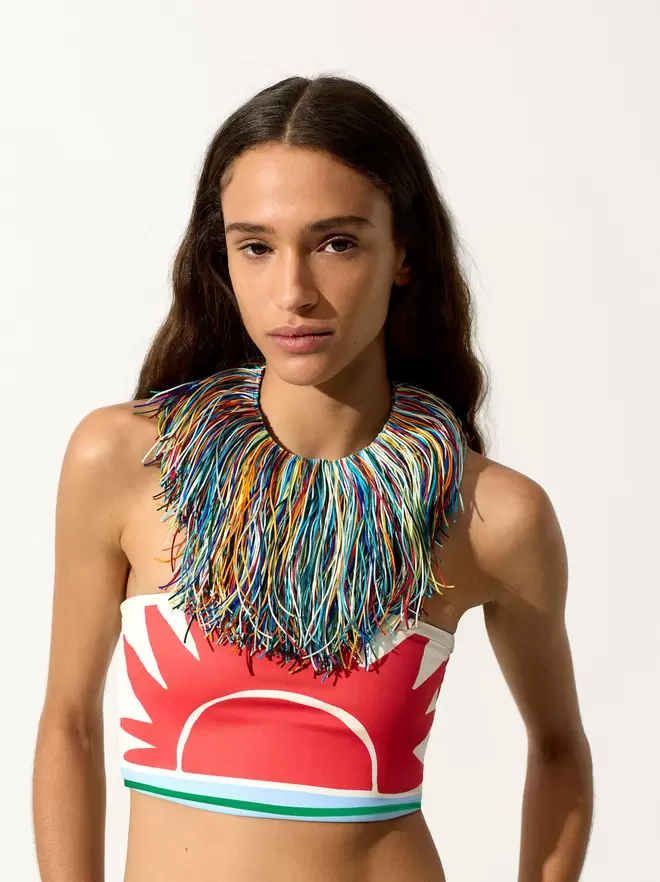Collier maxi avec cordons multicolores