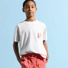 T-shirt blanc à motif garçon
