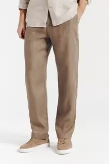 Pantalon chino loose 100% lin