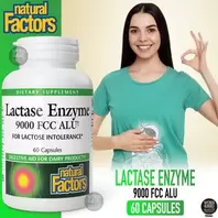 Natural Factors Enzyme lactase, 9000 FCC ALU, 60 capsules Sticker
