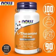 Now Foods L-Theanine, 100 mg, Fonction vasculaire saine 90 Capsules Sticker