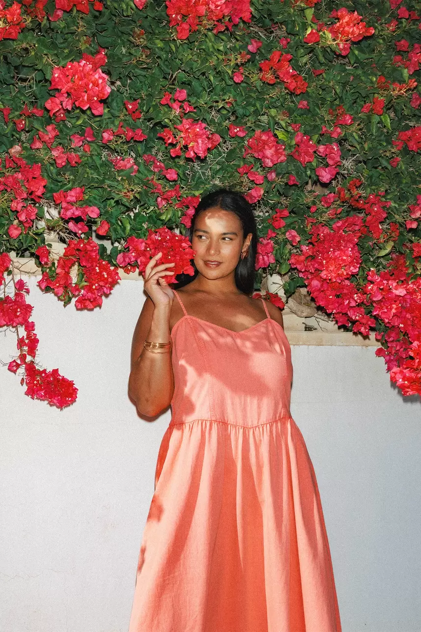 Robe midi à bretelles