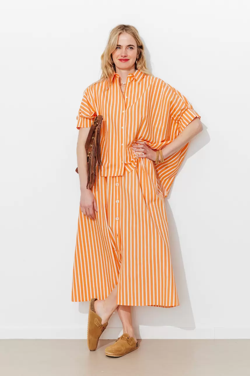 Jupe midi rayée Femme
