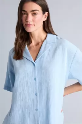 Chemise oversize en mousseline à manches courtes