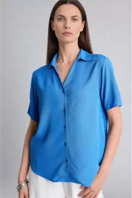 Chemise bleue à manches courtes Coupe régulière
