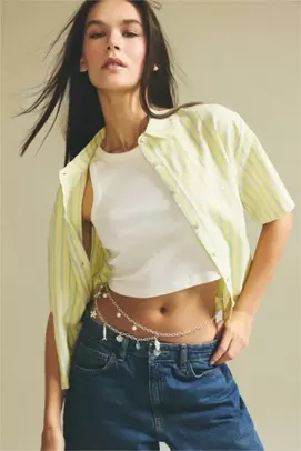Chemise boxy rayée à manches courtes