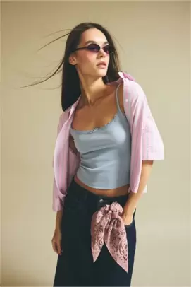 Chemise boxy à col chemise manches courtes