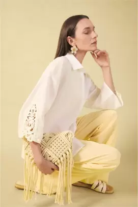 Chemise en coton flammé à manches courtes Coupe régulière
