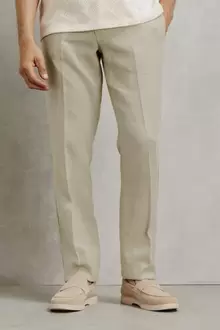 Pantalon chino straight 100% lin