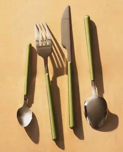 ENSEMBLE COUVERTS MANCHE VERT (LOT DE 4)