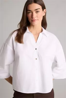 Chemise oversize en popeline à manches courtes