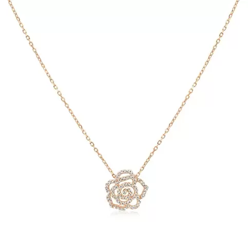 Collier fleur de camèlia Excellence Argent 925 R.Gold