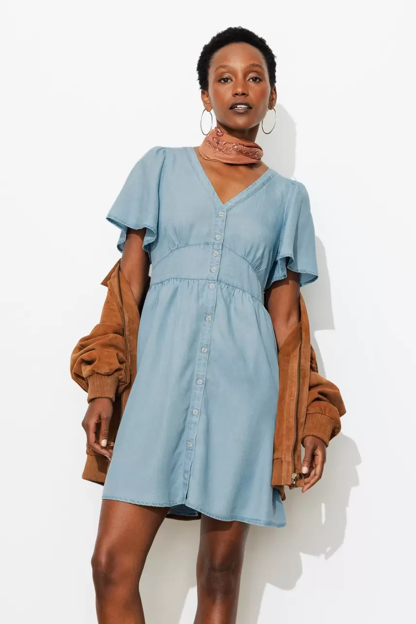 Robe courte en lyocell Femme