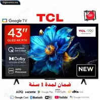 TCL 43" QLED 4K UHD Smart Google TV, Dolby Vision HDR10+, Mince & Corps Uni + Support gratuit, 43P7K