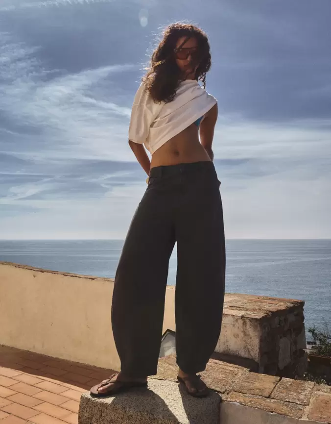 Pantalon barrel cropped