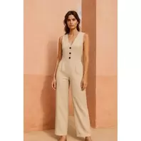Marwa Combinaison À Rayures Rayures Beige - CB468-A-E25