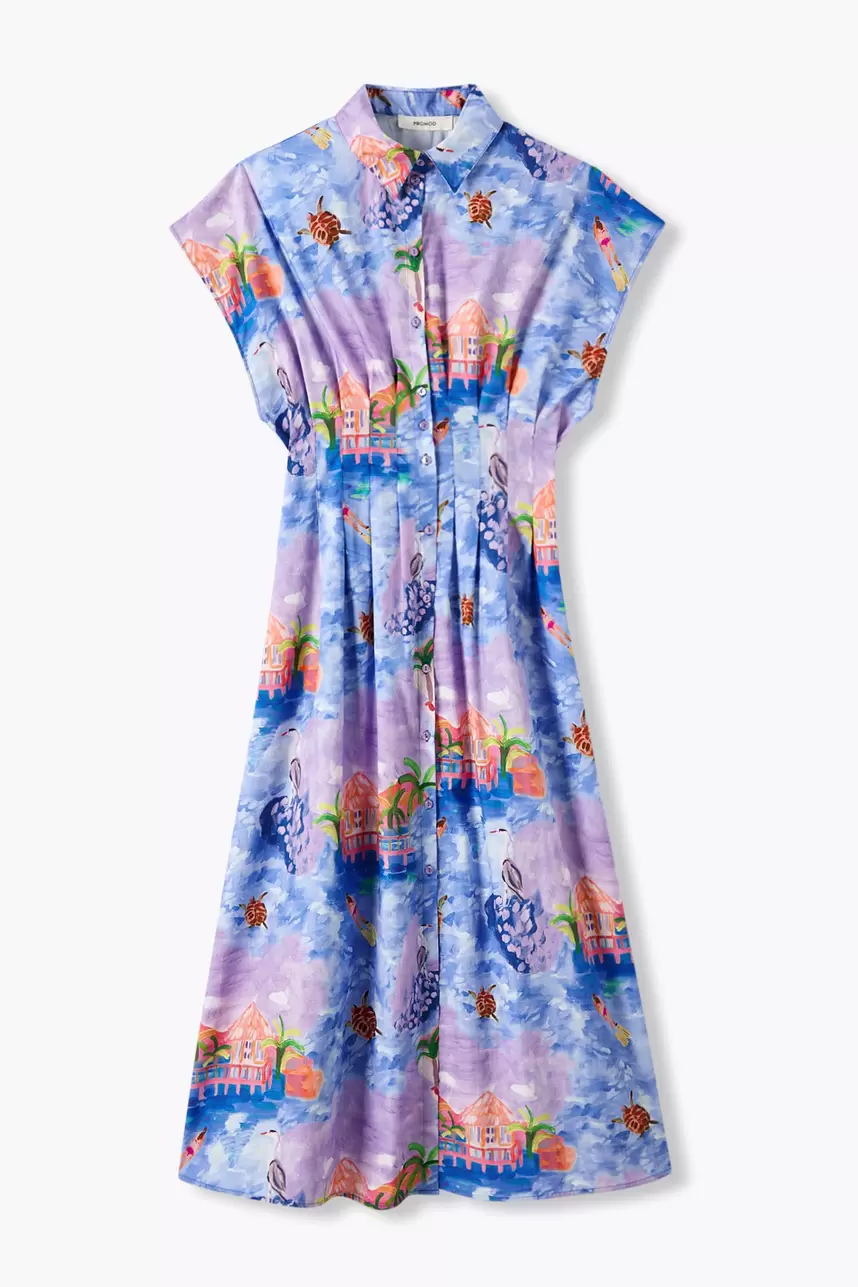 Robe-chemise motif paysage