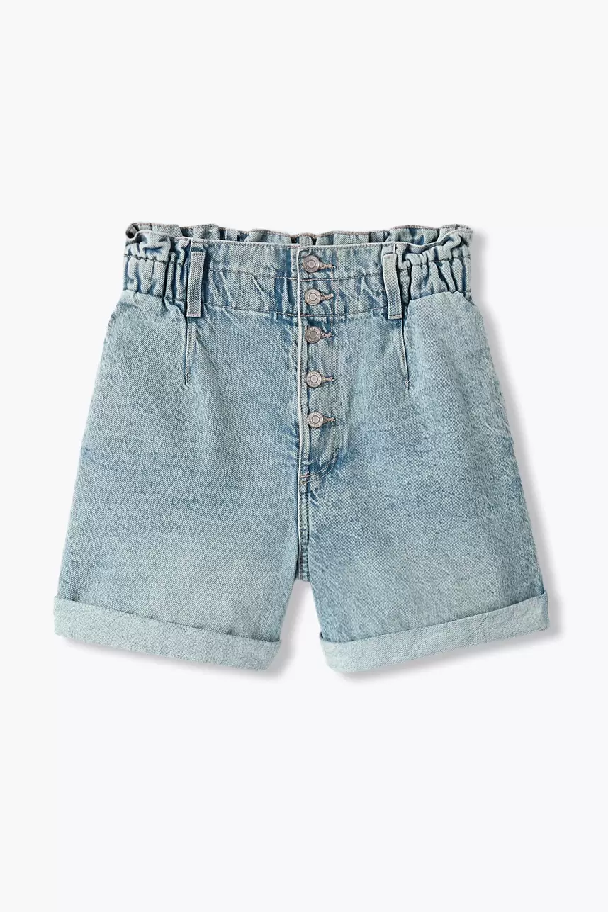 Short en jean braguette bouton