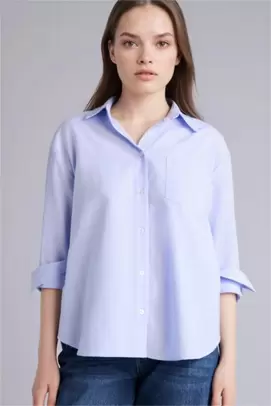 Chemise Oxford oversize rayée à manches longues