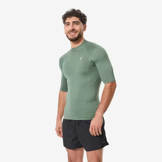 Tee shirt anti uv surf manches courtes Homme ,100 kaki