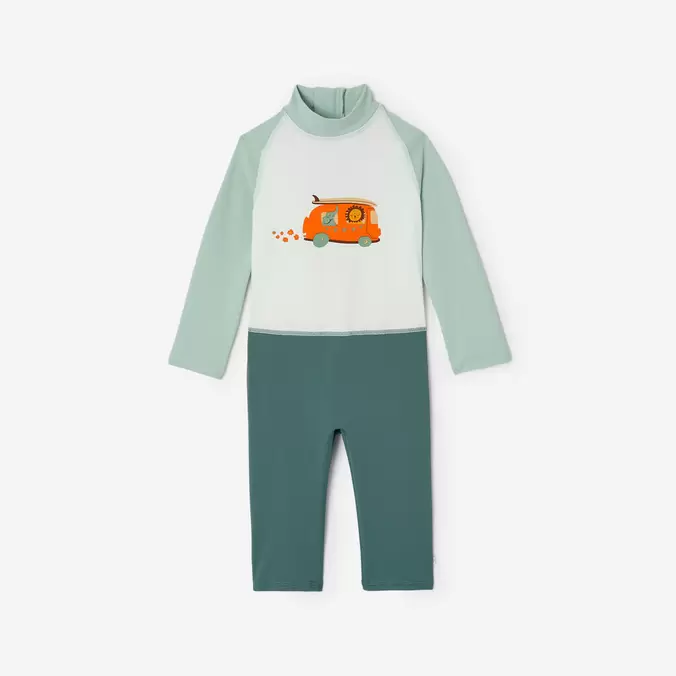 Combinaison de natation anti uv bébé / enfant manches longues bleu imprimé
