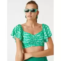 Koton Blouse À Manches Courtes Femme - Vert