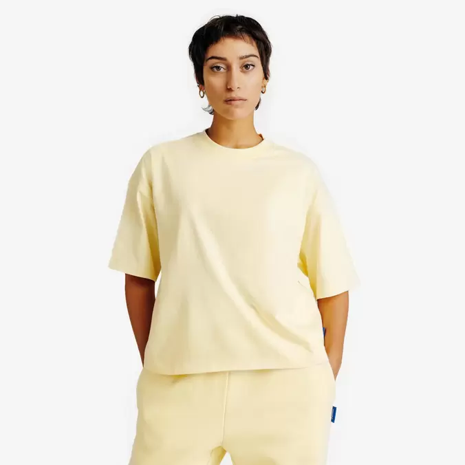 T-shirt crop oversize femme, jaune pastel