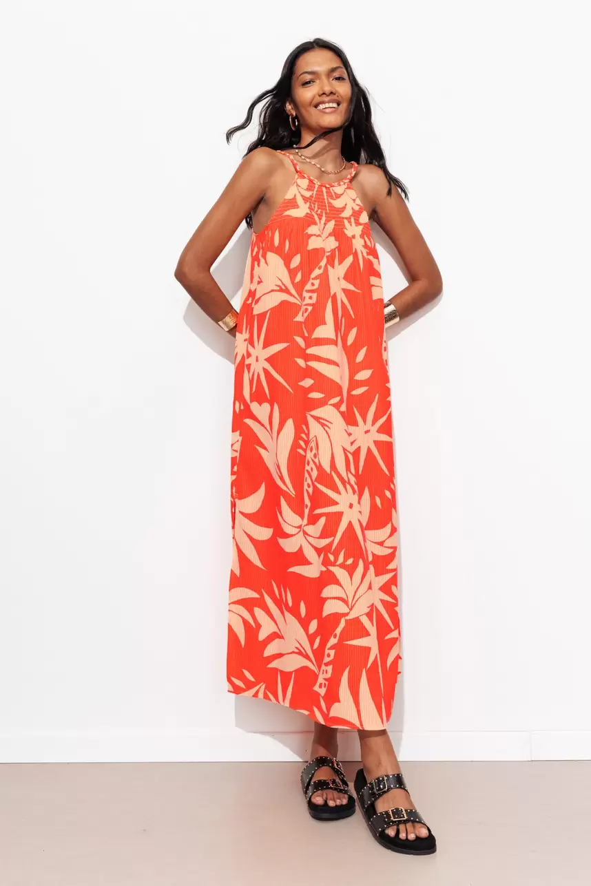 Robe longue fluo à bretelles
