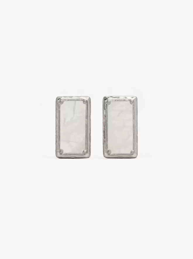 Boucles d'oreilles rectangulaires avec pierre