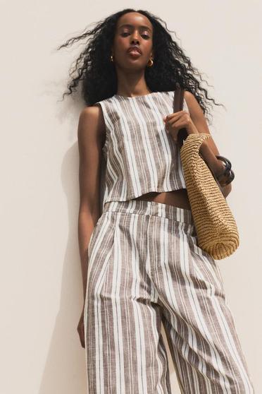 Lightweight striped denim top