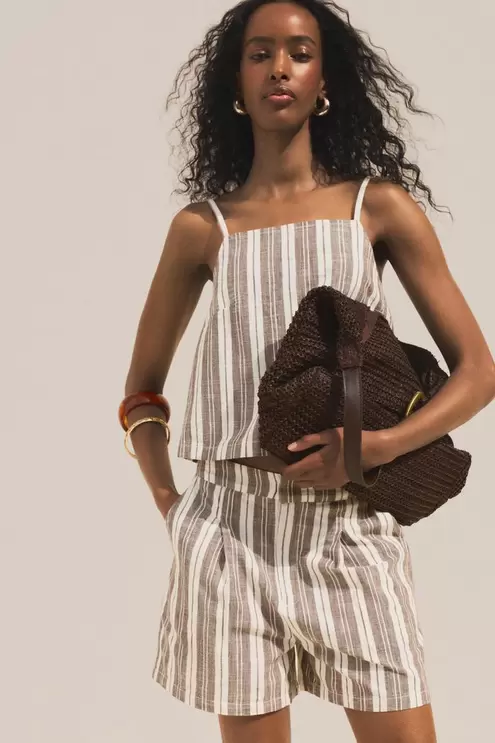 Lightweight striped denim top